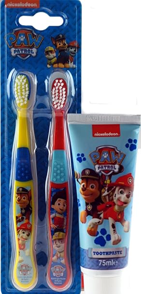 Paw Patrol Doble Cepillo dE dientes Pack y pasta de Dientes Infantil Set regalo
