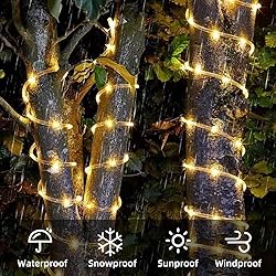 IJG 2 Pack Solar Rope Lights Outdoor Lights, 8