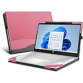 VEVOOD Laptop Cover for HP Envy x360 Laptop 15t /15z-XXX/ 15-ed/15-er/15-ep/15t-es100...All Inclusive Drop Case 15.6" PU Leather Inside Pocket Cover (15.6inch, Pink)