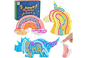 HOPIHY 3Pcs Sensory Activity Board, Fidget Sensory Toys for Kids Adults, Duble Sided Design Kids Busy Board for Fine Motor Skill, Calm Down Fidget Toy for Stress Relief, Calming, Focus, ADHD and Autism