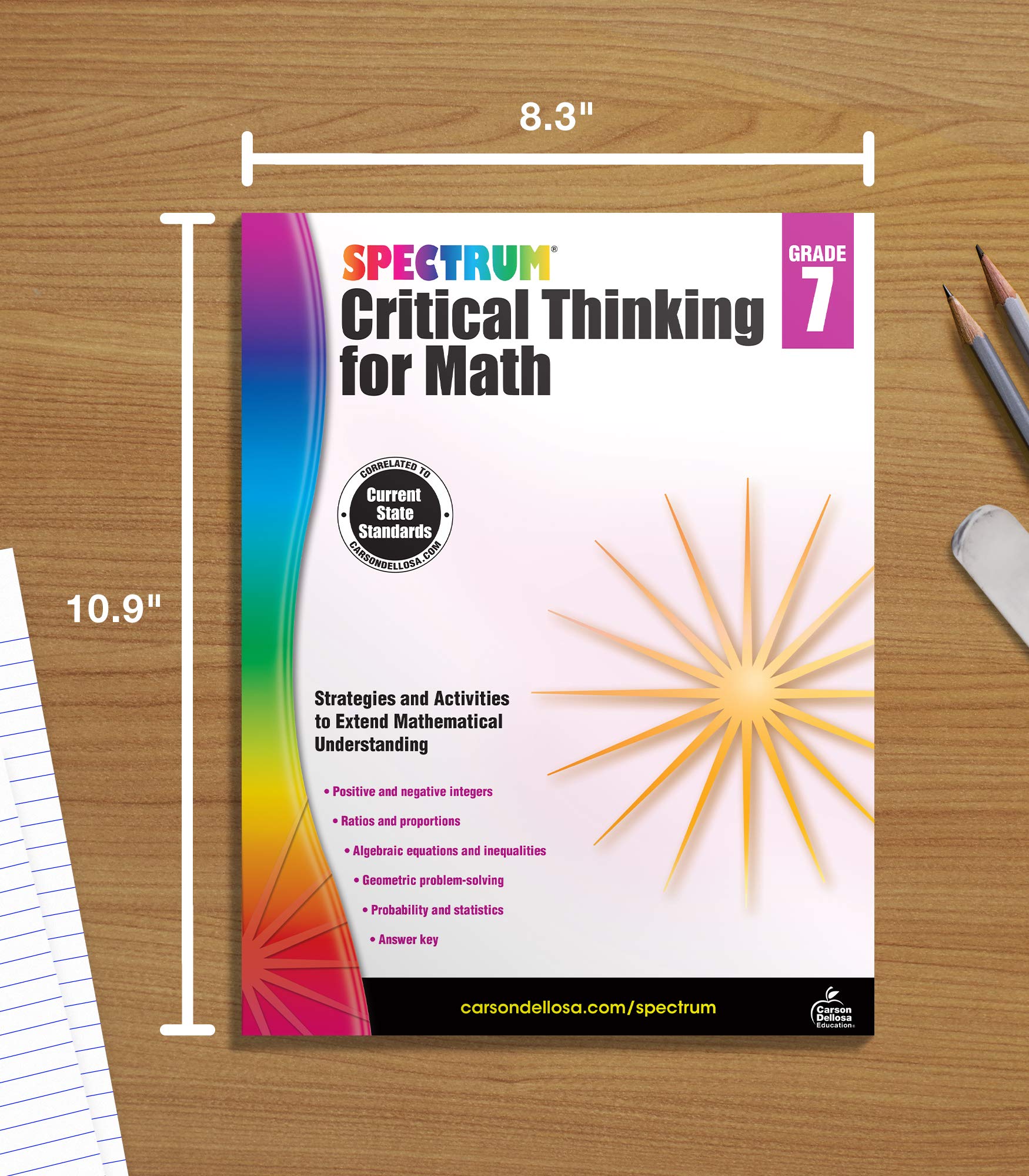 Spectrum Grade 7 Critical Thinking for Math Workbook, Mathematics Middle School Books Covering Algebra, Geometry, Ratio, Statistics, Integers, and More, Classroom or Homeschool Curriculum (Volume 49)