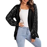 Sequin Cardigans for Women Sparkly New Year Tops Open Front Outerwear Coat Shimmer Glitter Loose Jackets