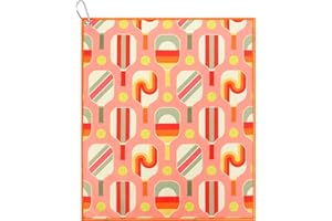 MILLIE ROSE DESIGNS Millie Rose Pickleball Towels in Fashionable Prints - Cute 15x17 inch Microfiber & Cotton Athletic Towels with Carabiner Clip - Pickleball Accessories, Pickleball Gifts (Groovy Pickle)