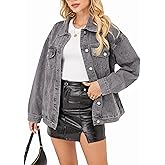 Muundim Jean Jacket for Women, Oversize Denim Jacket Trendy, Women's Long Jean Jackets Trucker Coat