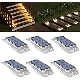 Solar Step Lights Outdoor, 6 Pack 2 Colors in 1 LED Solar Walkway Lights | Alinana Waterproof Screw Mount Solar Deck Lights for Stairs, Patio, Garden, Walkway (White/Warm White)