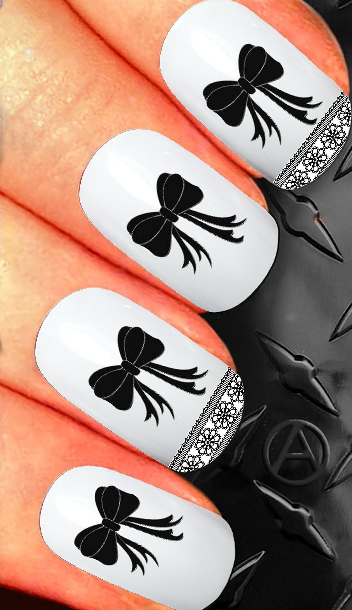 bows and lace Nail Art Nail Decals d107
