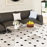 MESAILUP 44 inch Premium Clear Acrylic Rectangle Coffee Table for Living Room,Mid Century Transparent Waterfall Lowtea Table, Large Size Table (44"x16"x16") Fit for 3-4 Seat Sofa