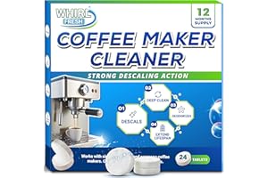 Whirl Fresh Coffee Machine Descaler Tablets – 24 Count, Coffee Maker Cleaner Tablets Compatible with All Major Brands Including Breville, Nespresso, Keurig, Ninja, Philips,Miele, Delonghi & more