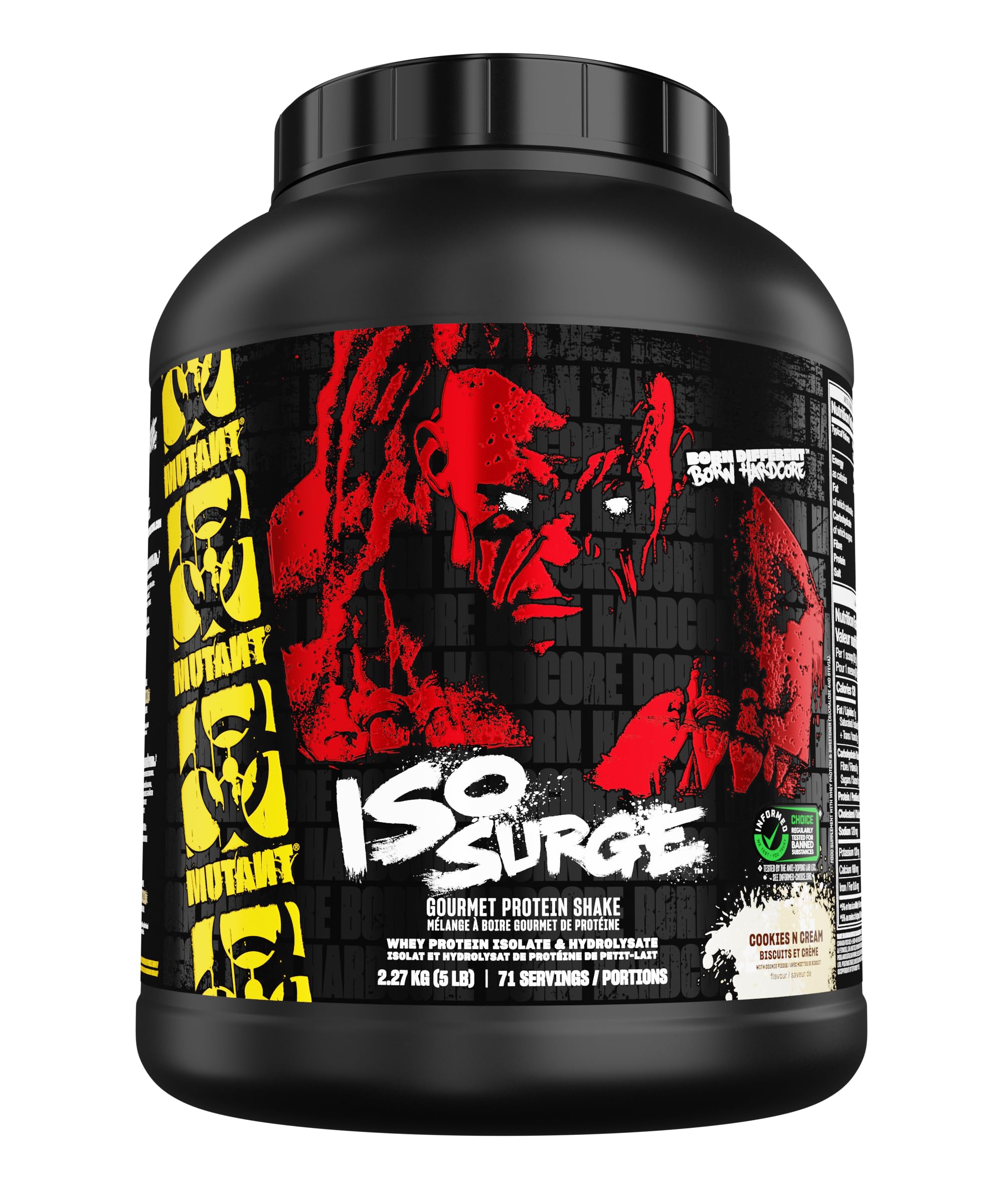 MUTANT ISO Surge – Pure whey Protein Isolate Powder, Low carb, Low Fat, Digestive Enzyme Boosted – Cookies N Cream - 2.27 kg