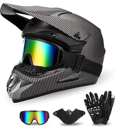 Typhoon Helmets Typhoon ATV Motorcycle Helmet with Goggles & Gloves - DOT Certified Off-Road Racing Protection Gear Set for Adults/Teens