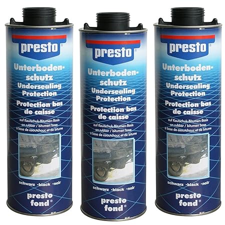 3x Presto Unterbodenschutz Bitumen schwarz 1 Liter Dosen = insgesamt 3 Liter