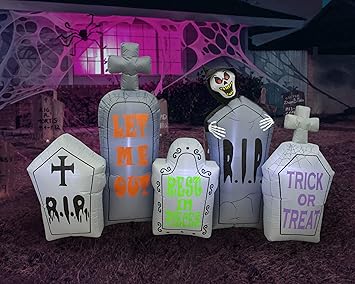 Amazon Com 7 Foot Long Halloween Inflatable Tombstones Pathway Scene Haunted House Prop Grim Reaper Led Lights Decor Outdoor Indoor Holiday Decorations Blow Up Lighted Yard Decor Lawn Inflatables Home Family Furniture