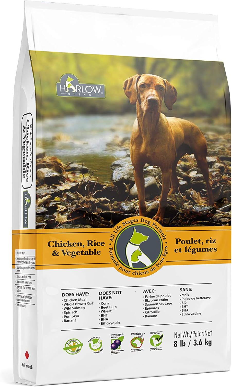 Harlow Blend All Life Stages Dog Recipe, Soy, Corn, and Wheat Free - Two Flavor Options & Sizes [Lamb and Rice & Chicken, Rice, and Vegetables]