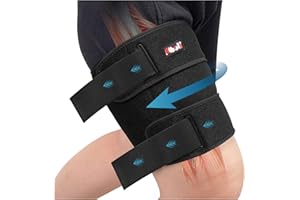 Hiball Adjustable Thigh Brace, Hamstring Compression Wrap, Thigh Compression Sleeve, Quad and Upper Leg Brace for Men & Women