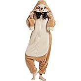 DarkCom Sloth Onesie Halloween Costume One Piece Unisex Adult Pajamas Women Men Sleepwear Christmas Pajamas