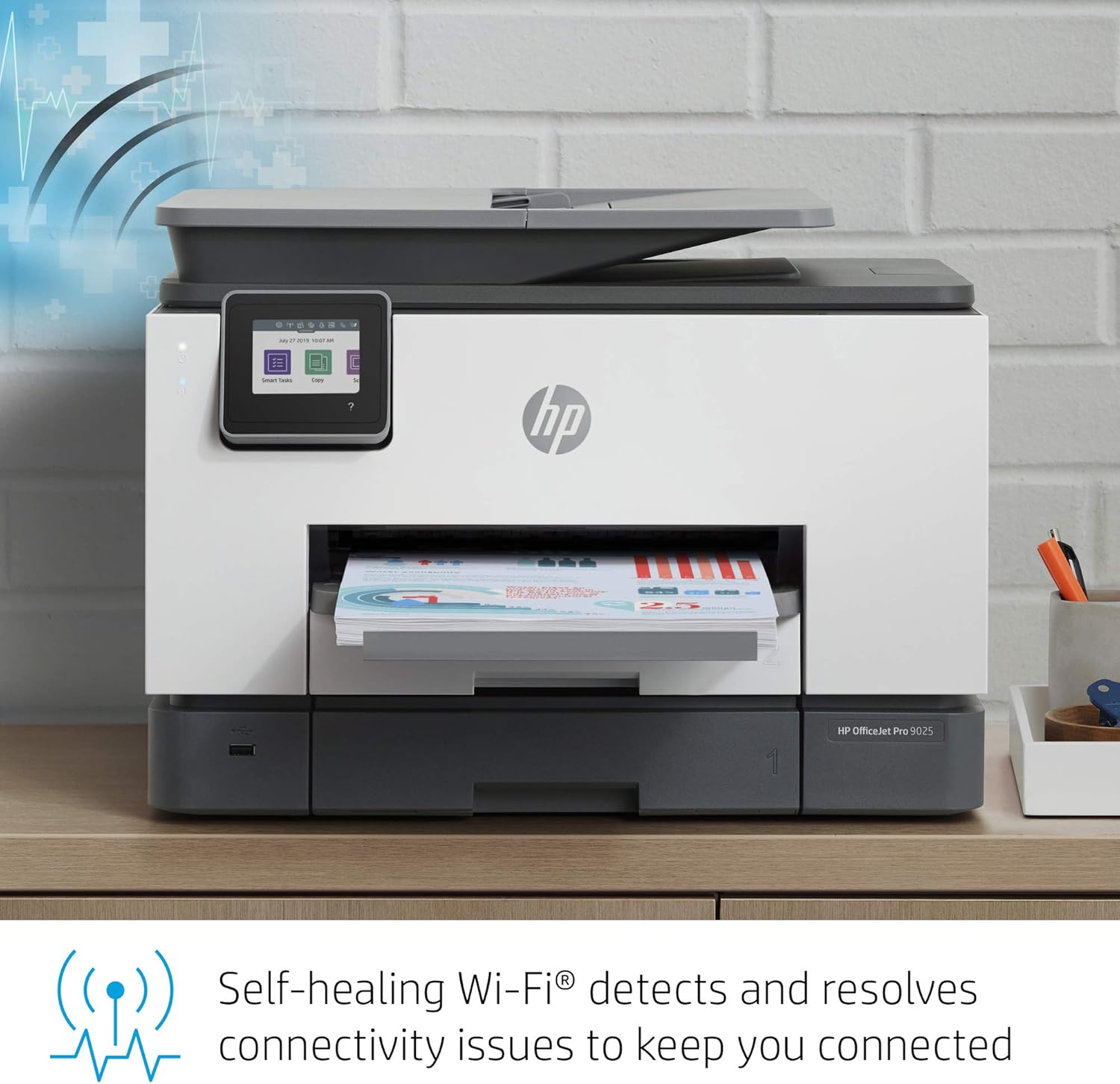 HP OfficeJet Pro 9025 All-in-One Wireless Printer, Single-pass (Automatic) Document Feeder & Two Paper Trays, Smart Home Office Productivity, Instant Ink, Works with Alexa (1MR66A): Electronics