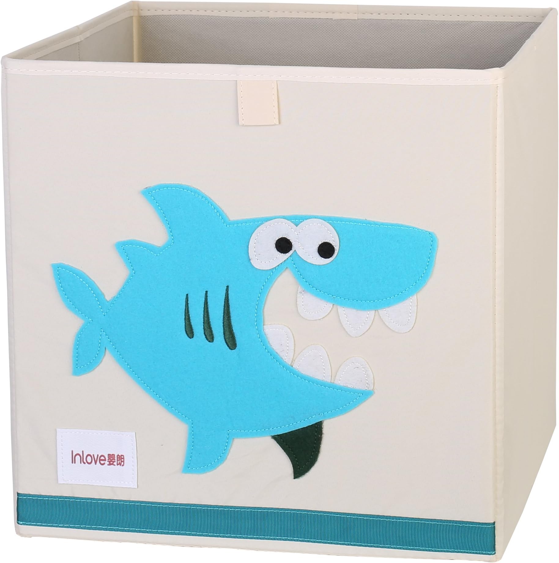 Cartoon Storage Cube Canvas Foldable Toy Organizer Box for Kids by ELLEMOI (Shark)