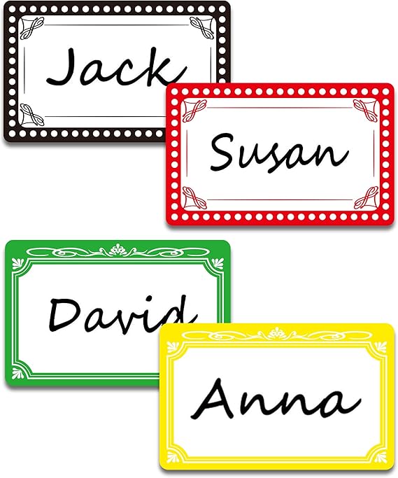 Cute Dot Name Tag Stickers 3.1x 2 inch Colorful Border