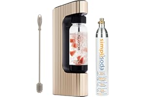 Twenty39 qarbo LUXE Premium Metal Sparkling Water Maker Machine - Soda Beverage Carbonator for Home, Seltzer & Carbonated Beverage Dispenser, Water Carbonation Fizz Maker (Gold with CO2 cylinder)