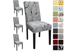 Keyroal Dining Room Chair Covers Set of 4, Stretch Printed Parsons Chair Slipcovers Spandex Removable Washable Kitchen Chair Protector Cover for Dining Room, Hotel, Ceremony