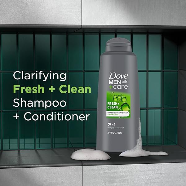 DOVE MEN + CARE FORTIFYING 2-IN-1 SHAMPOO AND CONDITIONER FRESH AND CLEAN WITH CAFFEINE FOR EVERYDAY CARE HELPS STRENGTHEN AND NOURISH HAIR 20.4 OZ