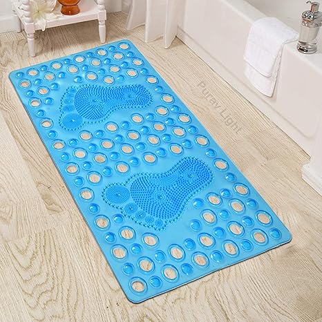 Buy Purav Light Pvc Bathroom Mat 38x70cm 15 X27 Blue Carpet