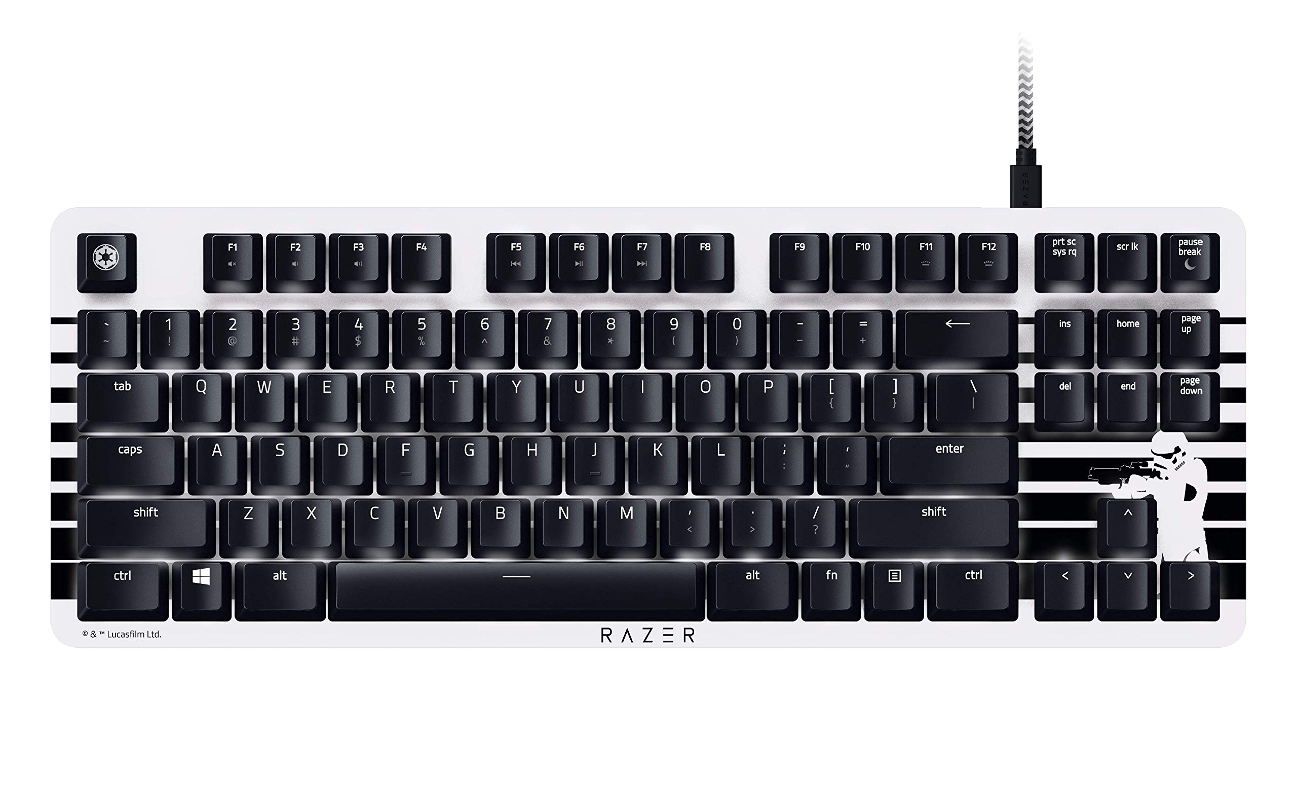 Razer BlackWidow STORMTROOPER Edition, Silent and Tactile Gaming Keyboard, Razer Orange Switches, Compact with Detachable Cable, Tenkeyless Design, US Layout, Black/White