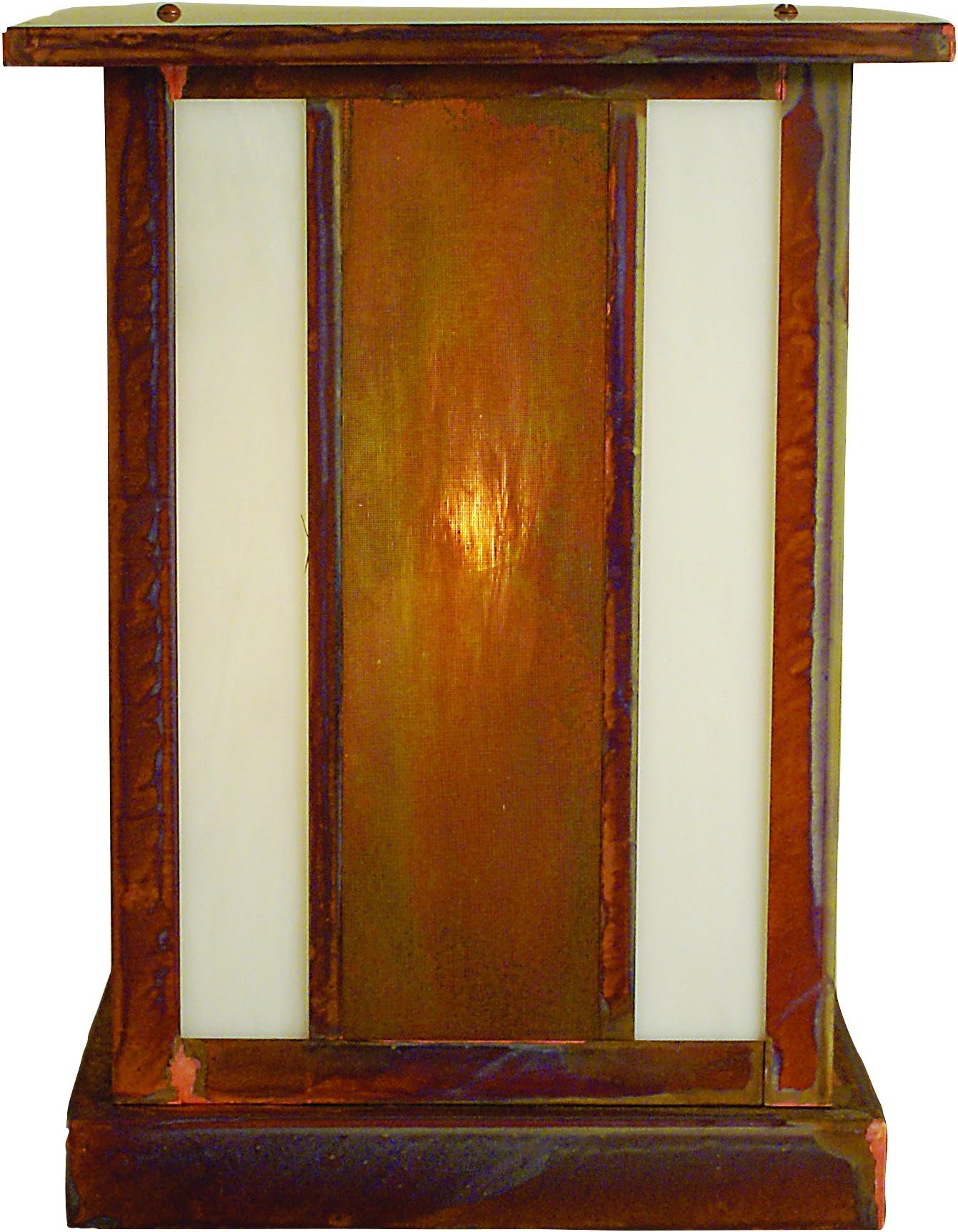 Arroyo Craftsman ARC-10M-RC Artisan Column Mount, 10", Raw Copper Metal Finish, Amber Mica Glass