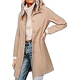 Simplee Womens Coat Fall Winter Long Jackets Single Breasted Lapel Collar Trench Coat