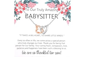 Babysitter Appreciation Necklace - Caregiver Gift for Nanny or Nana (Babysitter Heart N -Card CA)