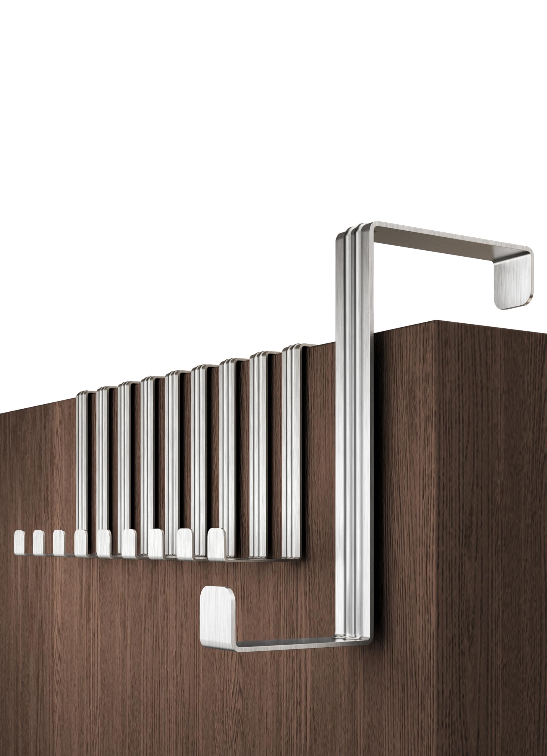 Menz Over Door Hook, 10 Pack Over Door Hanger - 3.6 cm (1.4") and 4.6 cm (1.8") Coat Hooks, Coat Hanger, Silver Hangers for Clothes