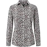 QWQUOO Womens Tops Casual Long Sleeve Button Down Hawaiian Shirts Dressy Work Blouses