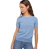 State Cashmere Women’s Essential Short Sleeve Crewneck Sweater 100% Pure Cashmere Classic Tee Pullover