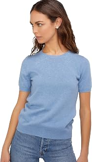 Cashmere Short Sleeve Crewneck Sweater 