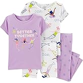 Carter's Toddler Girls 4pc Cotton Snug Pajamas PJs Set (Mermaid Purple, 3T)