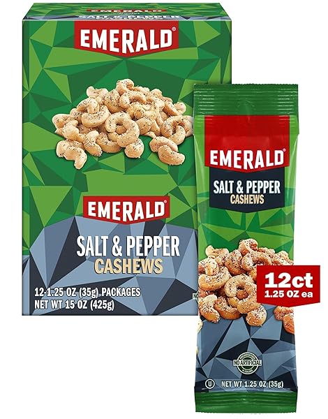 EMERALD NUTS SALT AND PEPPER SEASONED CASHEWS 12...