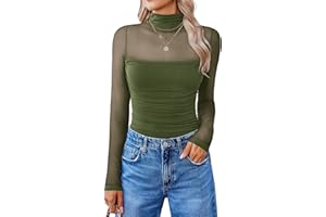 Avidlove Women Long Sleeve Bodysuit Turtle Neck Shapewear Body Suits Mesh One Piece Leotard Shirt Going Out Tops Fall Outfits