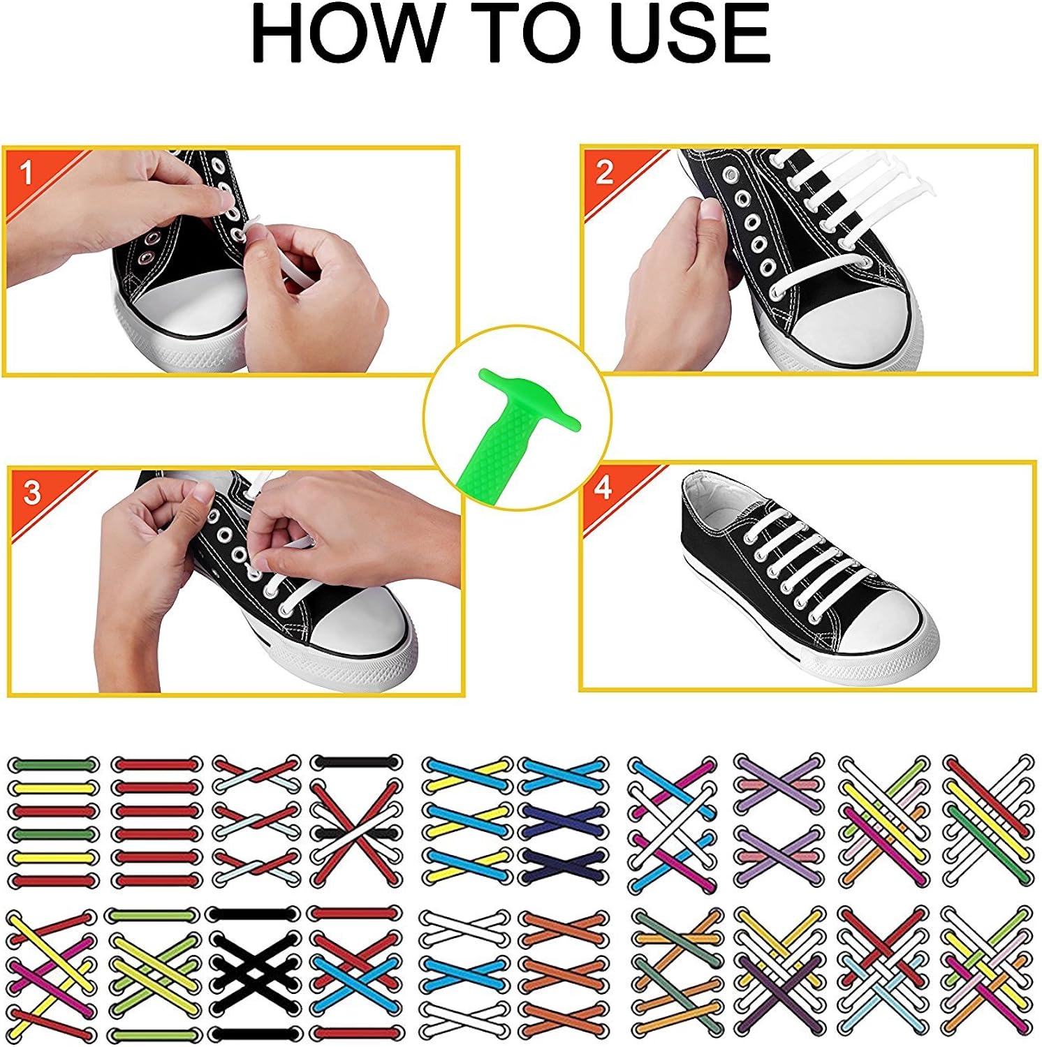 HYFAM No Tie Shoelaces for Kids/Adults, Waterproof Elastic Silicone Tieless Shoe Laces for Sneakers Board Shoes Casual Shoes: Clothing