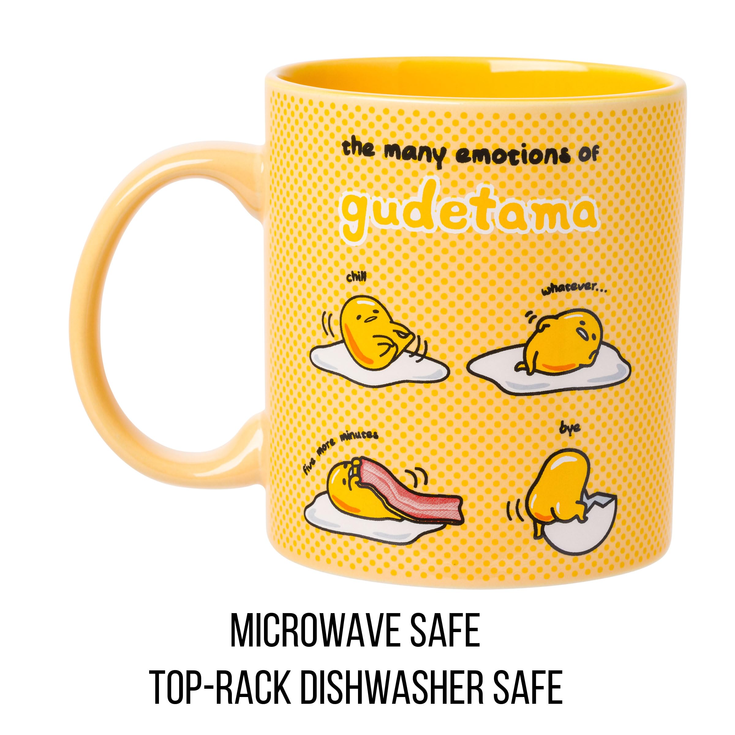Silver Buffalo Sanrio The Many Emotions of Gudetama Lazy Egg Ceramic Mug, 20 Ounces