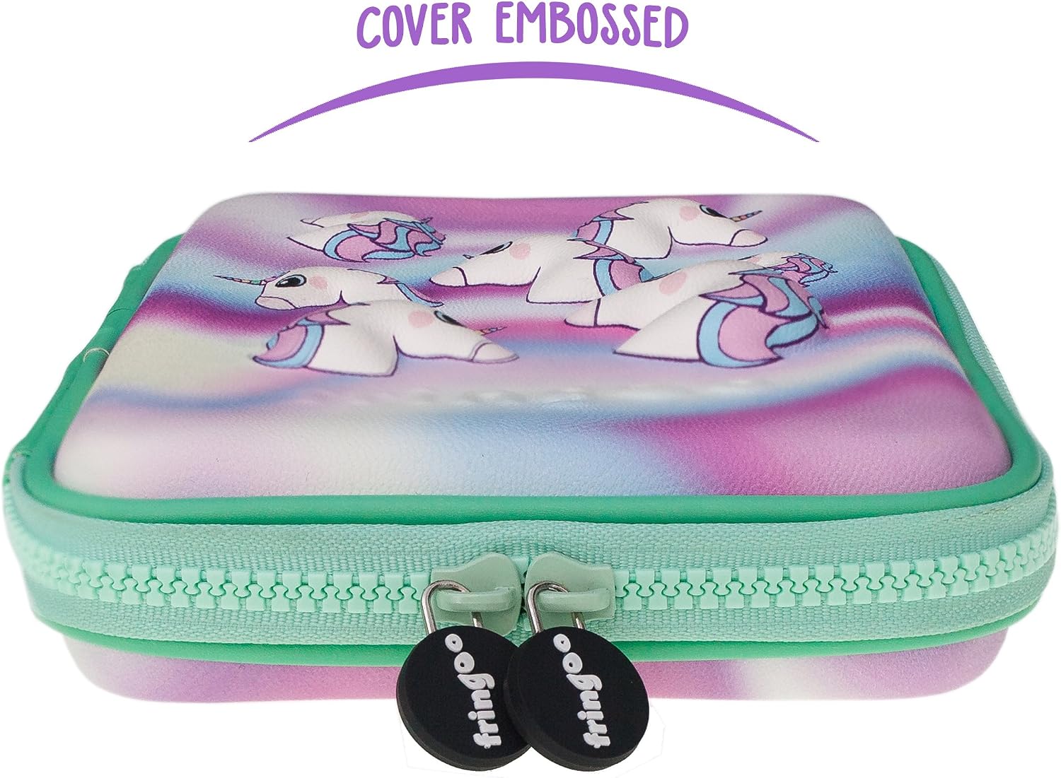 Fringoo® Kids Large Pencil Case, Hardtop Multi-Compartment Stationery Organizer with Double Zipper, Durable Embossed Cover - Image 5