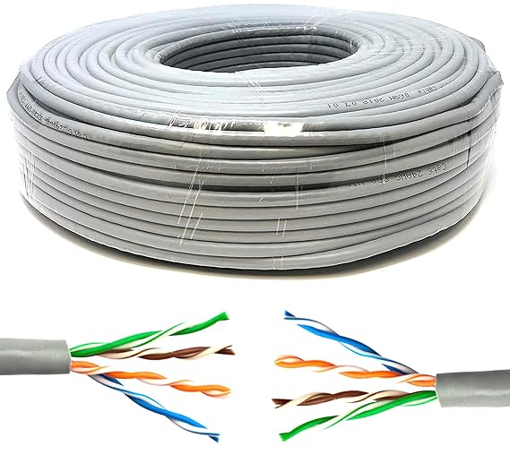 Mr. Tronic 50 Meter Ethernet Netzwerk Netzwerkkabel 50m | Installationskabel | CAT5E, AWG24, CCA, UTP, RJ45 | Grau