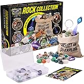 EDUMAN Rock Collection for Kids, 12 Specimens Box + 700g Real Crystals & Minerals STEM Gemstone Kit for Kids with Rock Identifier & Magnifier, Educational Geology Gift for Boys Girls Ages 6-12
