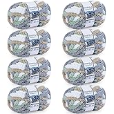 Cozyful Chunky Yarn for Hand Knitting - #10 Chunky Chenille Blanket Yarn, Jumbo Big Thick Chunky Yarns for Crocheting, Tie Dye Bulky Knit Yarns, 8 Skein (20 yds 8 oz Each Skein), Cream&amp;Sage&amp;Grey&amp;Khaki
