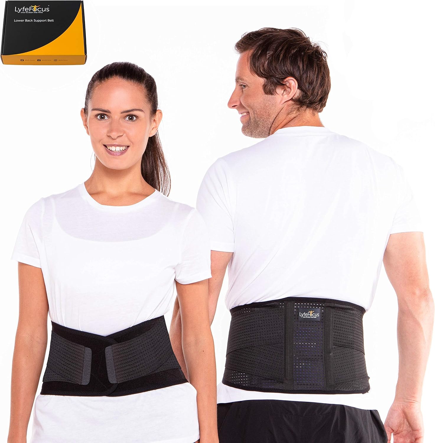 LyfeFocus Premium Adjustable Lower Back Support Belt for Men & Women
