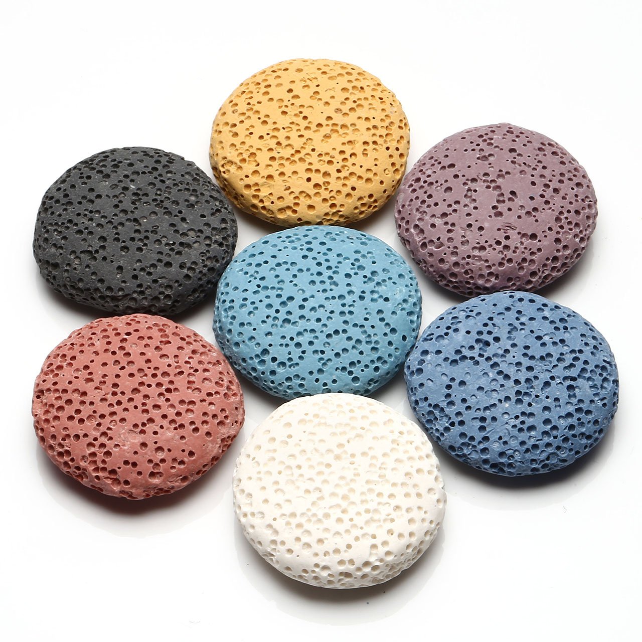 JOVIVI Bijoux Pendentif Collier 7 Pierres Chakras Tibetain Bouddhiste Forme Elephant Argente avec Chaîne + 7 Pierres Laves Colorees Rondes