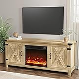 YESHOMY Fireplace TV Stand with Two Barn Doors and