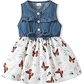 Renotemy Toddler Baby Girl Outfits Summer Dresses Sleeveless Infant Denim Sundress Jeans Dress for Girl Clothes