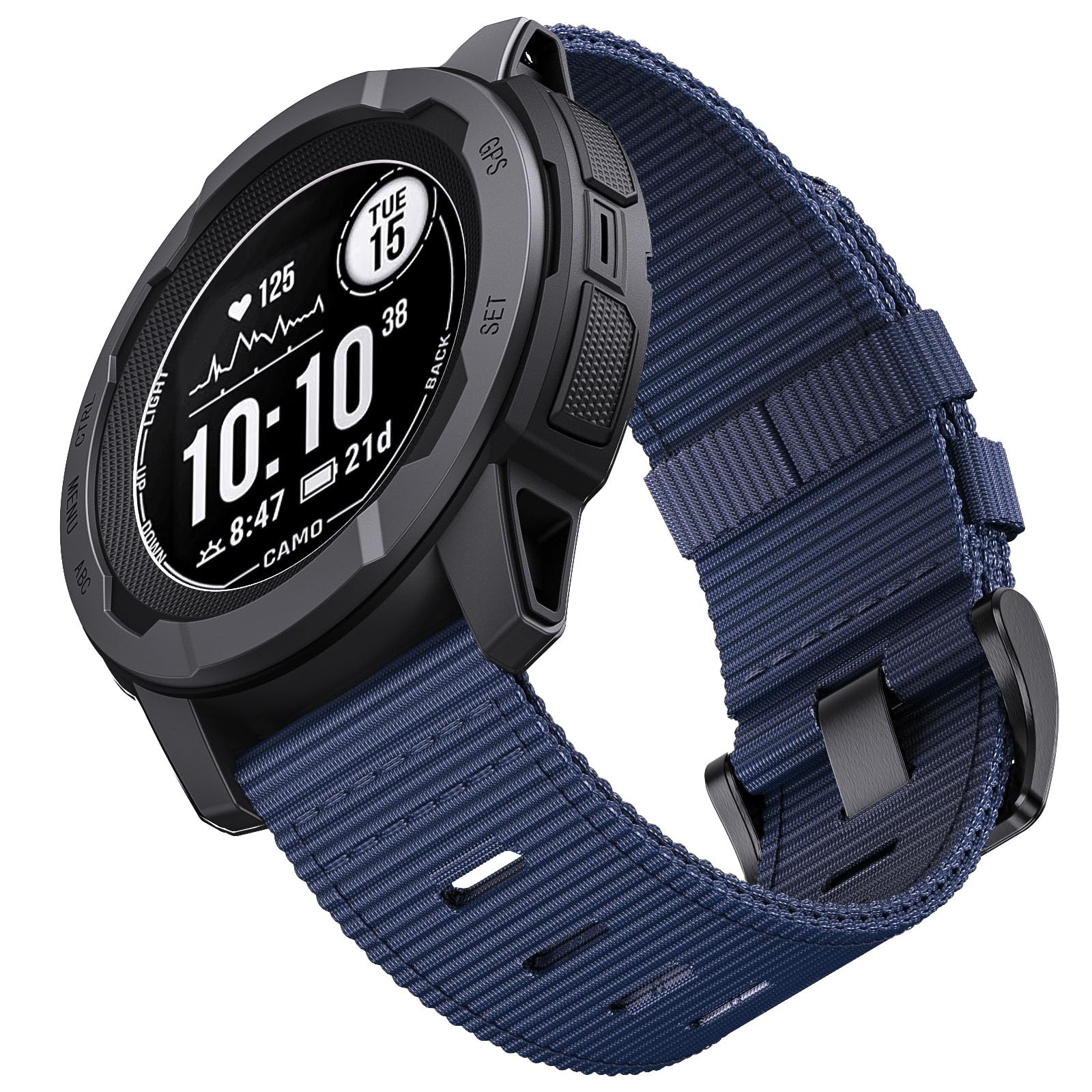 Photo 1 of EKINGEEK for Garmin Instinct/Instinct 2 Band, Soft Nylon Instinct3 45mm Replacement Watch Strap Compatible with Garmin 22mm Instinct2 Tactical/Tide/Esports/Solar (Blue (Black Buckle))
