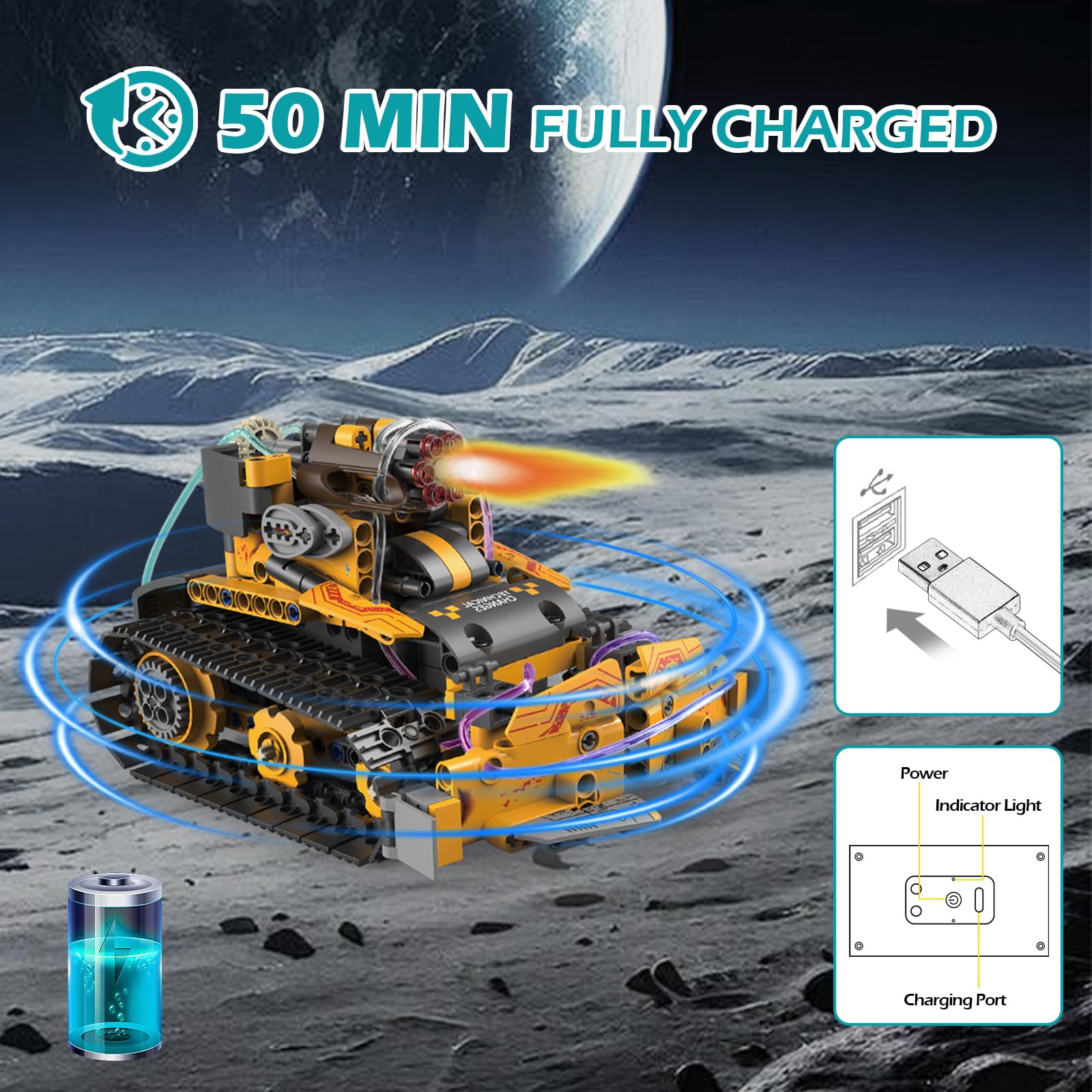 5-in-1 Technik Roboter Spielzeug für Kinder – 673 Stück App & Fernsteuerung Wall Robot Bauset, Programmierbares STEM Bauspielzeug, Geburtstags Geschenk für Kinder ab 6-12+ Jahre Jungen Mädchen 7