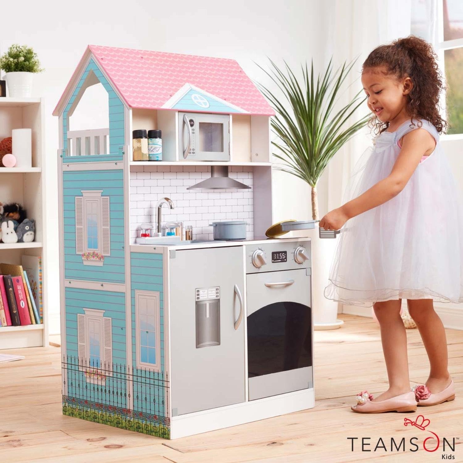 teamson posh 2 in 1 kitchen dollhouse